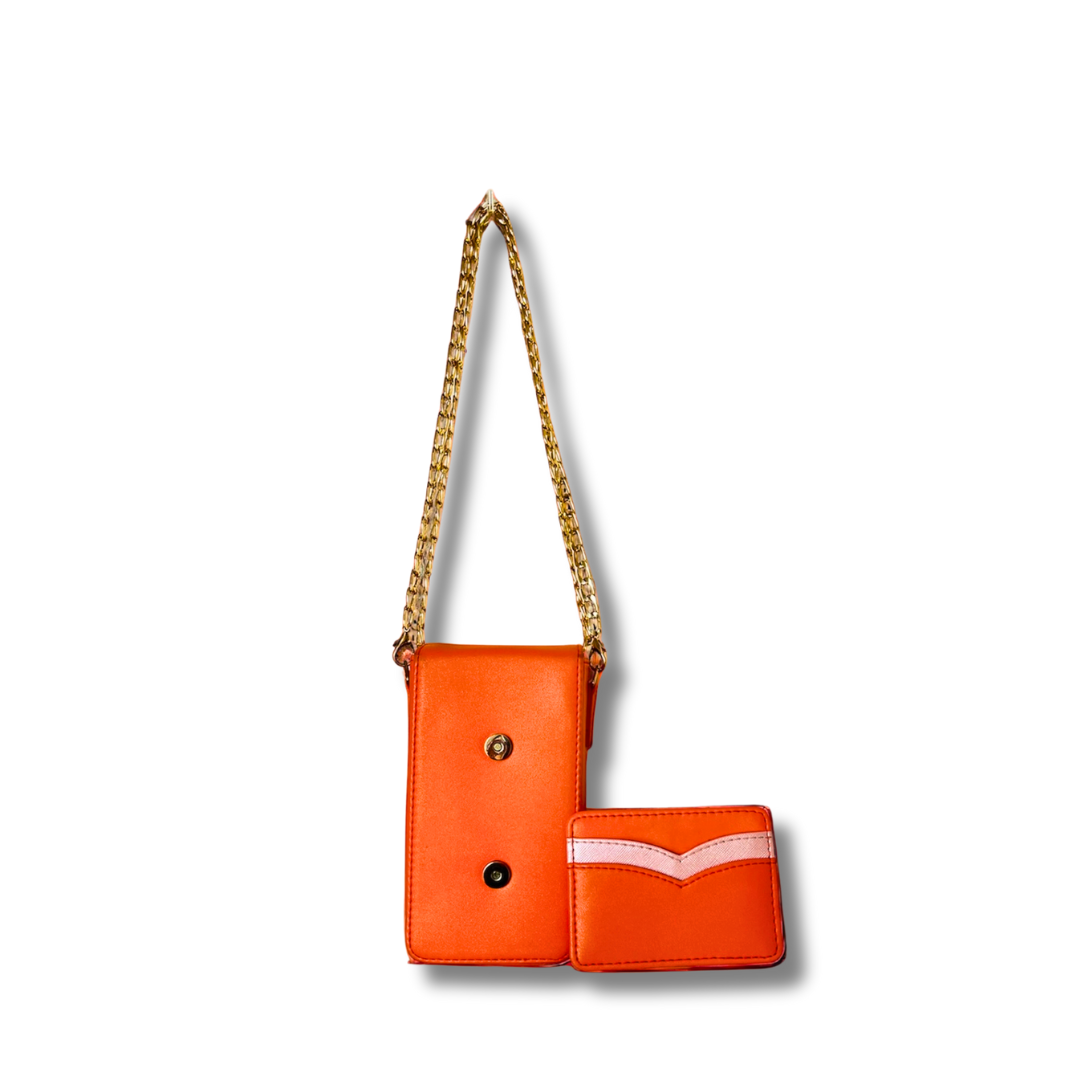 Pop that Orange Phone Bag with Detachable Card Holder